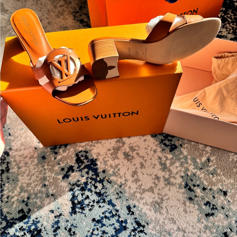 Louis Vuitton Tan Mules with Open Toe and Wide Strap